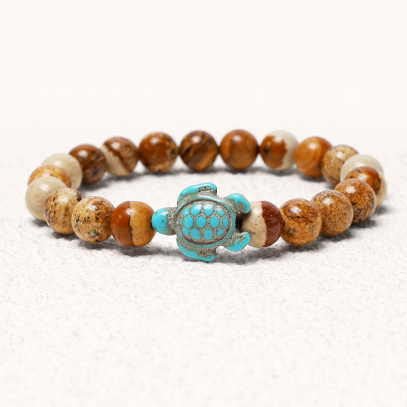 Wear FengShui Natural Stone Sea Turtle Turquoise Blessing Bracelet