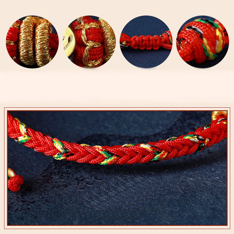 Wear FengShui Chinese Zodiac Natal Buddha Silver Luck Braided String Bracelet
