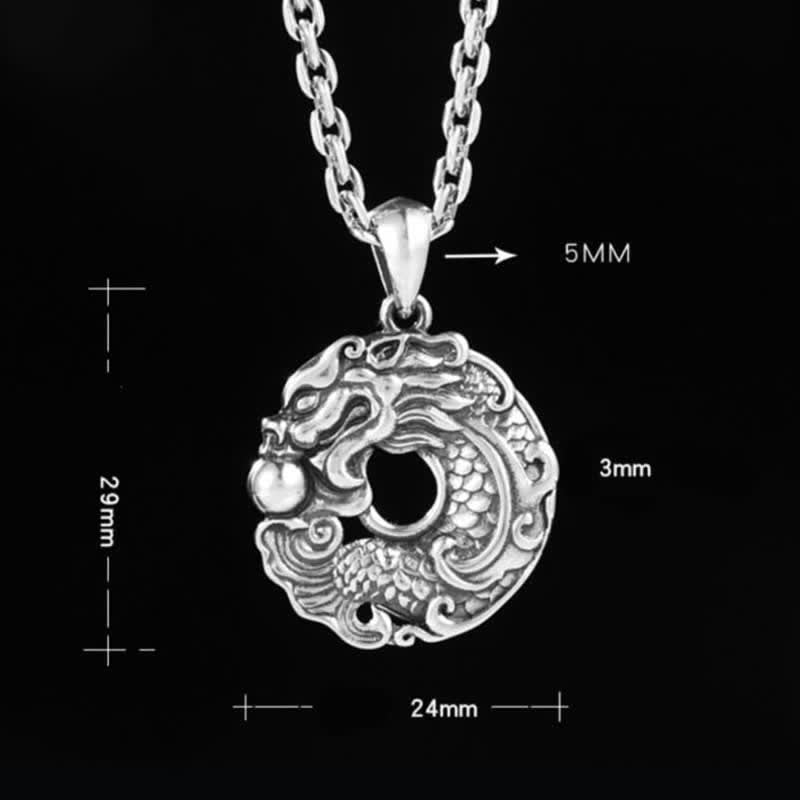 Wear FengShui Koi Fish Dragon Peace Buckle Wealth Necklace Pendant