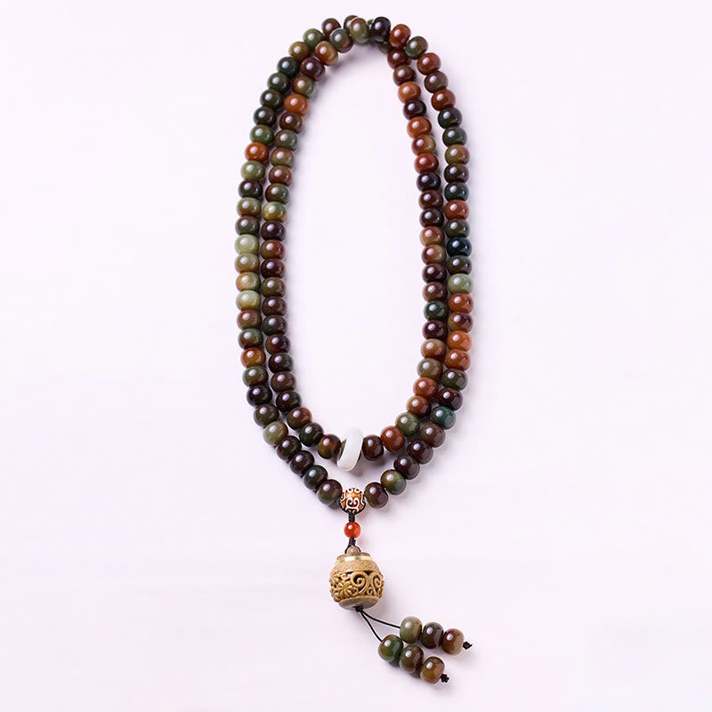 Wear FengShui 108 Mala Beads Dunhuang Color Bodhi Seed Dzi Bead Keep Away Evil Spirits Bracelet