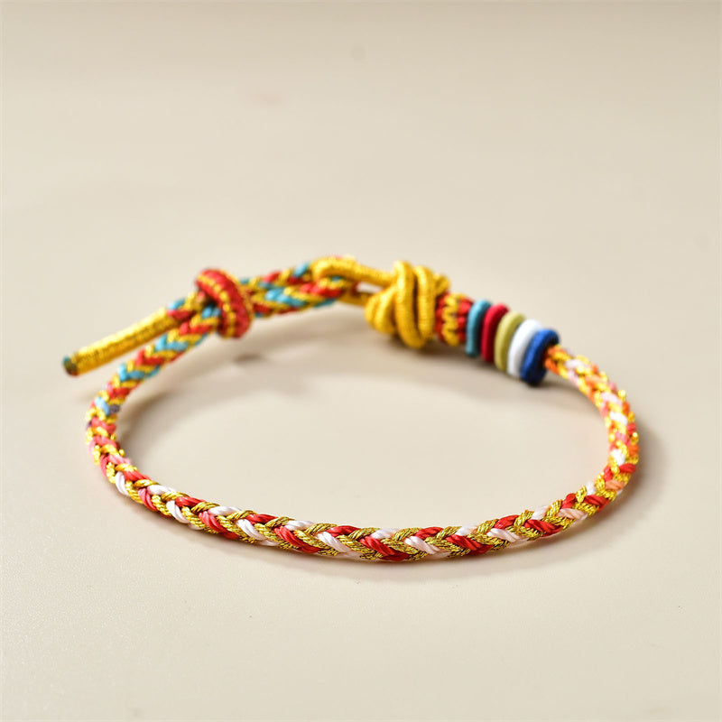 Wear FengShui Handcrafted Colorful Gold Healing Braid Rope Bracelet
