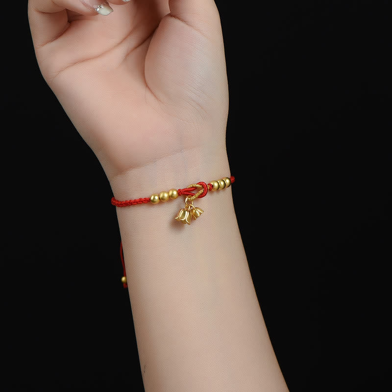 Wear FengShui Handcrafted Lily Of The Valley Flower Charm Design Luck Protection Braided Bracelet