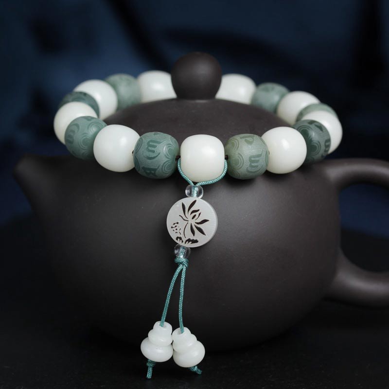 Wear FengShui White Bodhi Six True Words Protection Bracelet
