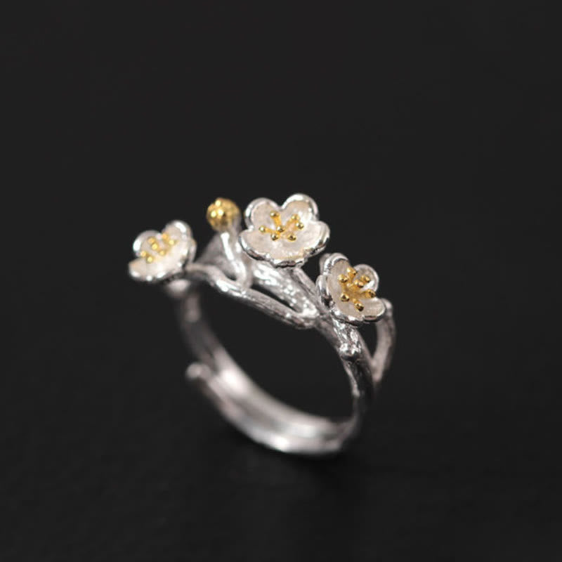 Wear FengShui 925 Sterling Silver Plum Blossom Floral Blessing Earrings