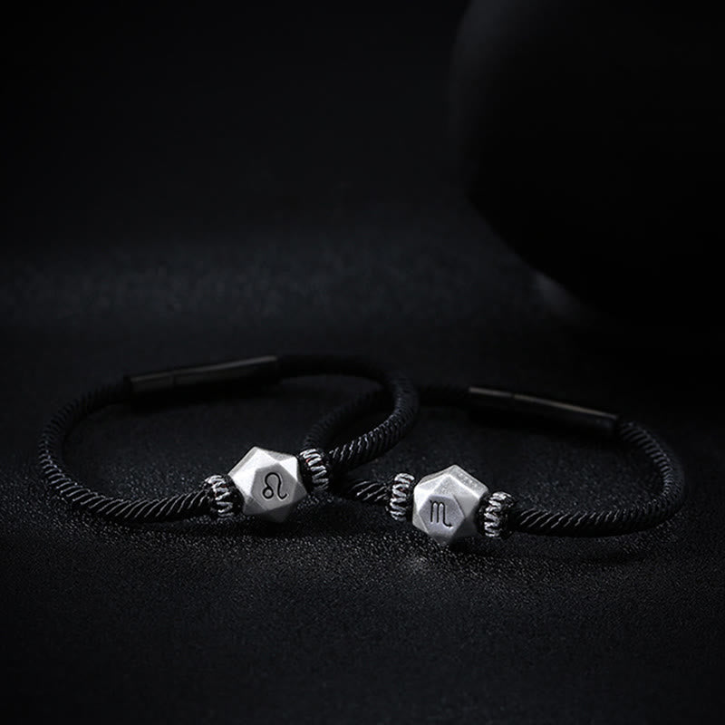 Wear FengShui 999 Sterling Silver 12 Constellations of the Zodiac Protection Handmade String Bracelet