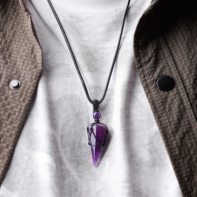 Wear FengShui Natural Stone Pointed Pendant Necklace