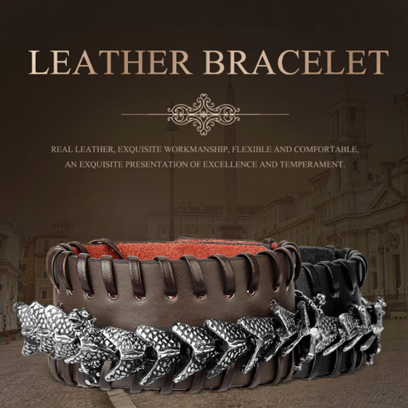 Wear FengShui Dragon Leather Protection Weave Bracelet