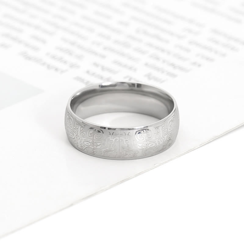 Wear FengShui Lucky Mythological Creature Taotie Wealth Titanium Steel Ring