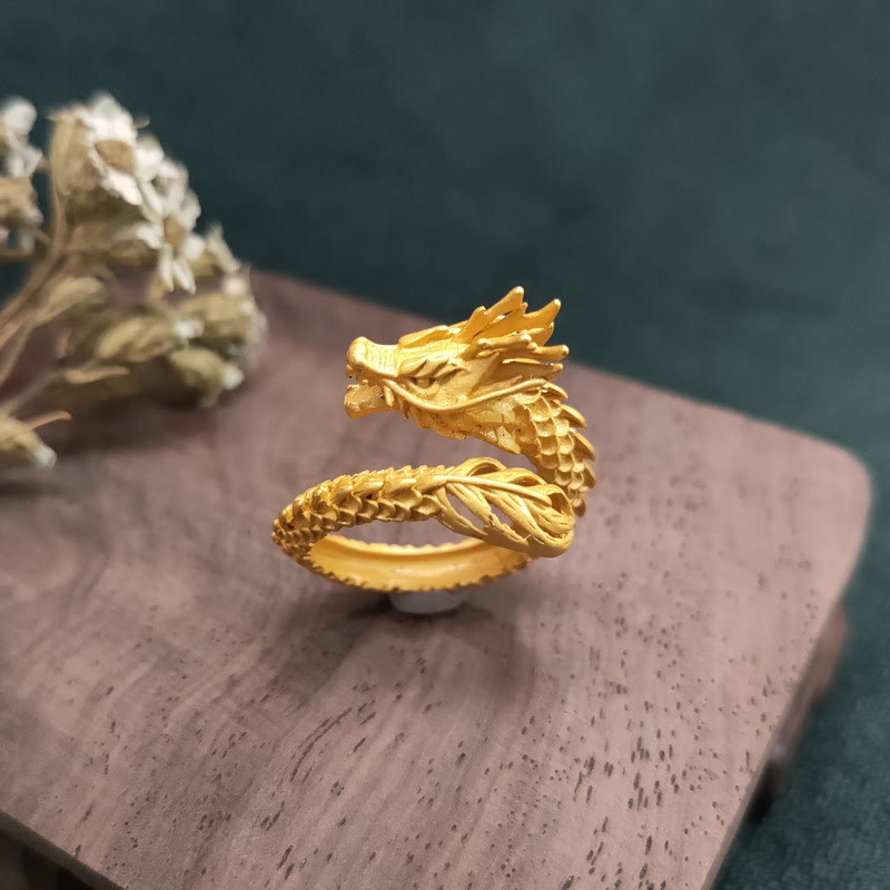 Wear FengShui Golden Dragon Success Strength Ring