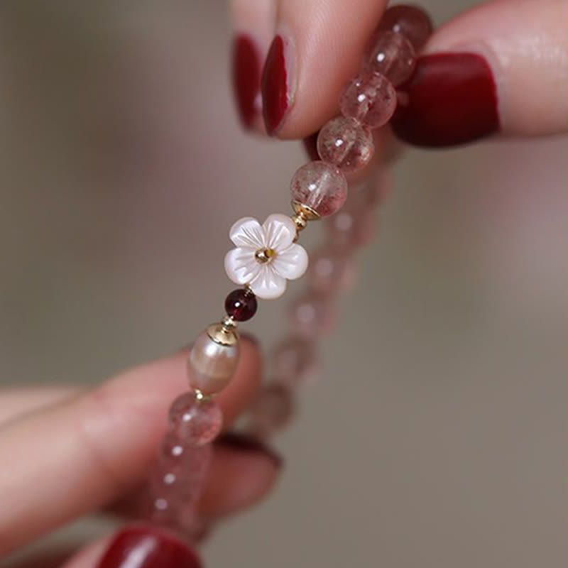 Wear FengShui Strawberry Quartz Peach Blossom Love Bracelet