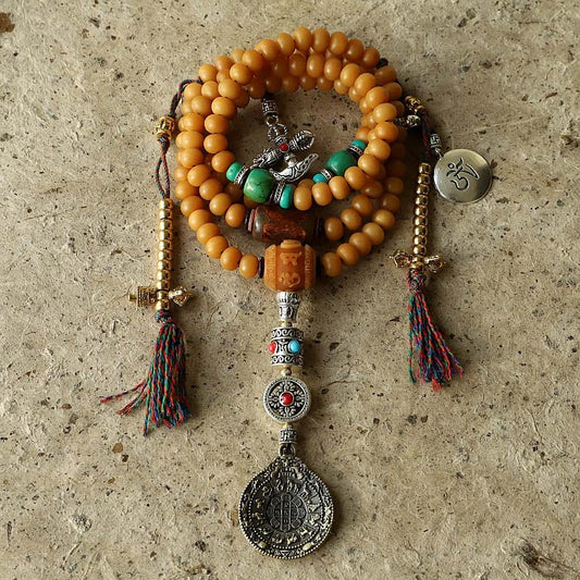 Wear FengShui Tibet 108 Mala Beads Bodhi Seed Bagua Vajra Wealth Bracelet