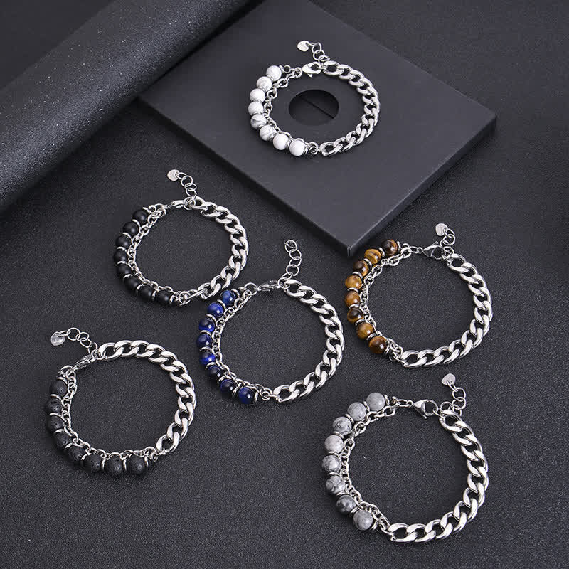 Wear FengShui Tiger Eye Picasso Jasper Frosted Stone Strength Bracelet