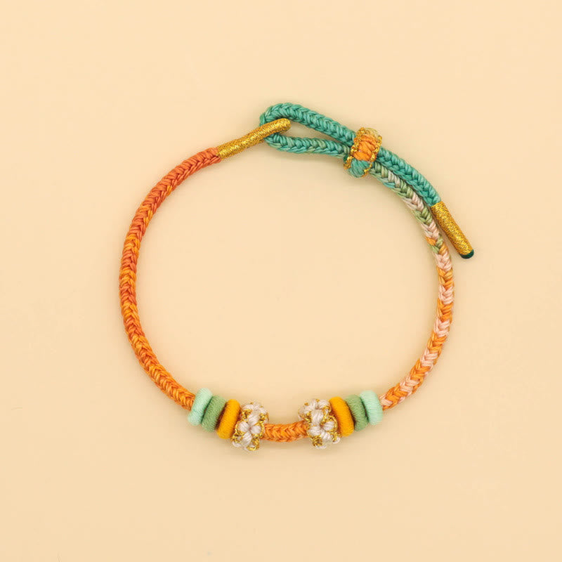 Wear FengShui Handmade Eight Thread Peace Knot Peach Blossom Knot Luck Rope Braided Bracelet