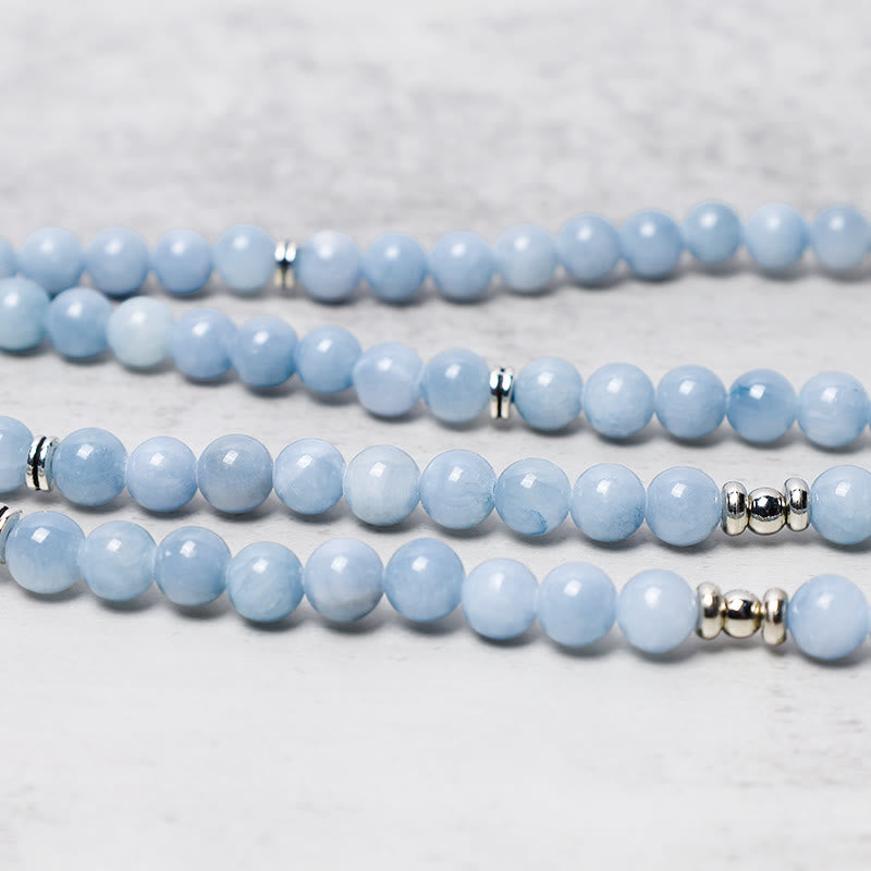 Wear FengShui 108 Mala Beads Aquamarine Healing Bracelet
