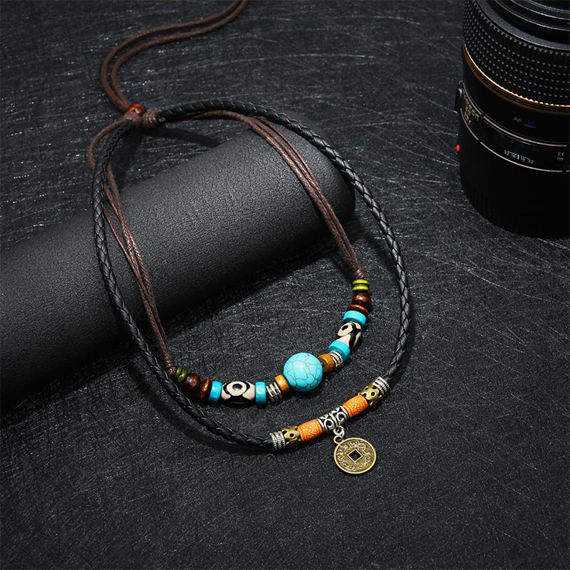 Wear FengShui Turquoise Dzi Bead Protection Necklace