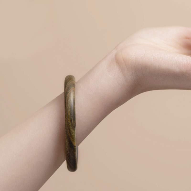 Wear FengShui Tibetan Small Leaf Red Sandalwood Ebony Green Sandalwood Protection Bracelet Bangle