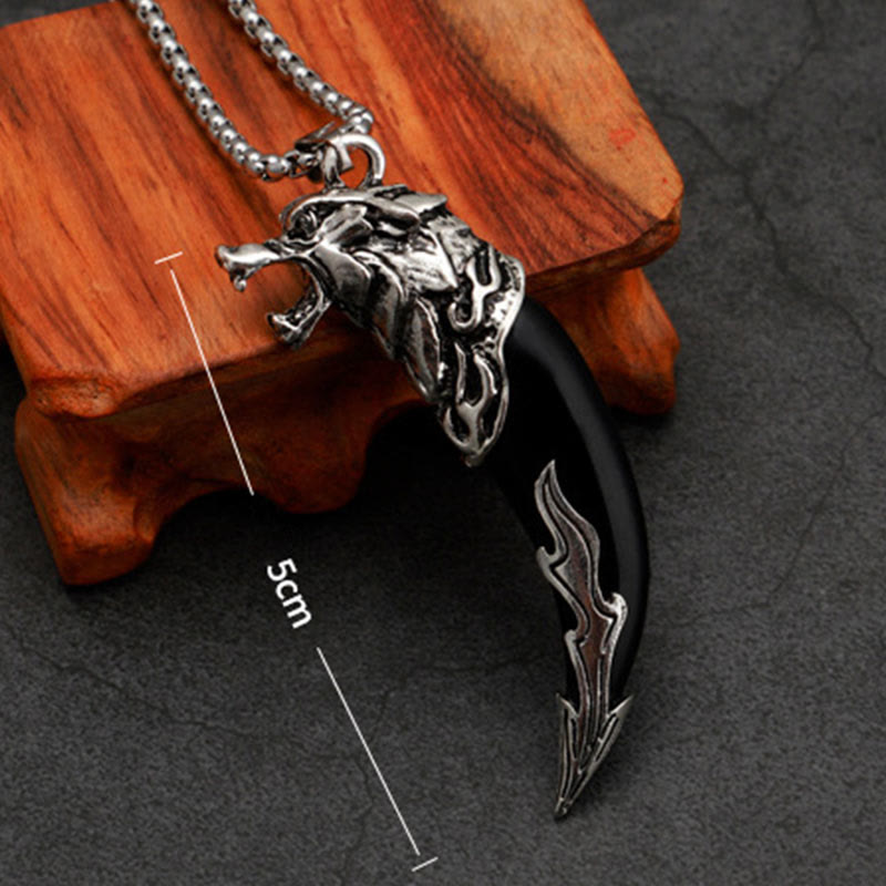 Wear FengShui Imitation Wolf Tooth Titanium Steel Balance Necklace Pendant