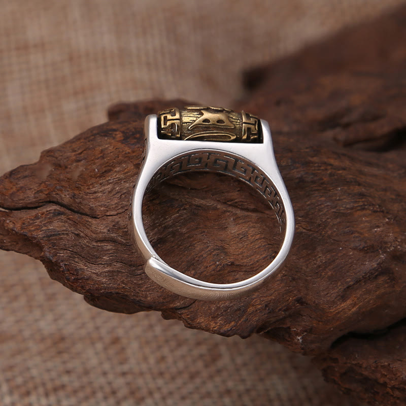 Wear FengShui Tibet Om Mani Padme Hum Carved Design Purity Rotatable Ring