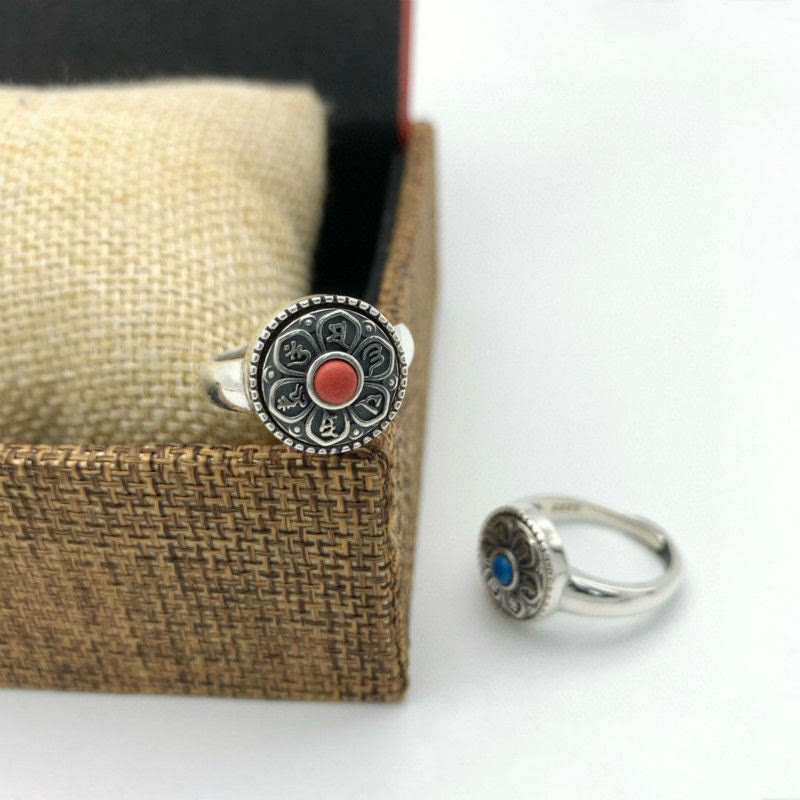 Wear FengShui Tibetan Om Mani Padme Hum Peace Rotatable Ring