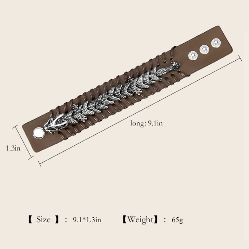 Wear FengShui Dragon Leather Protection Weave Bracelet