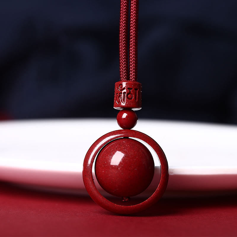 Wear FengShui Cinnabar Om Mani Padme Hum PiXiu Blessing Lucky Bead Necklace Pendant