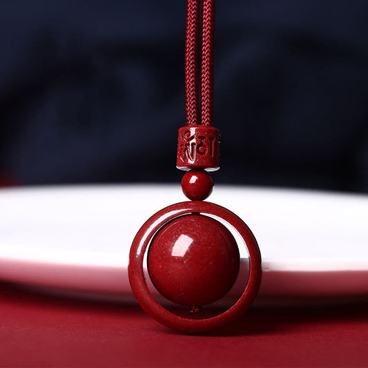 Wear FengShui Cinnabar Om Mani Padme Hum PiXiu Blessing Lucky Bead Necklace Pendant