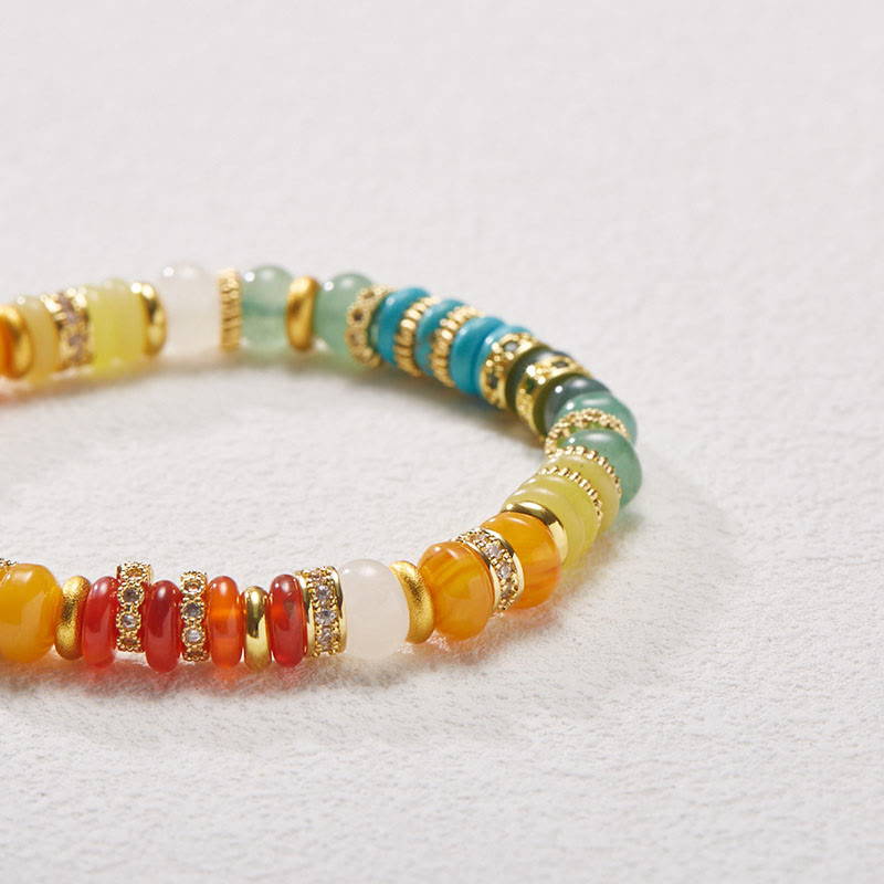 Wear FengShui Natural Red Agate Jade Rainbow Confidence Bracelet