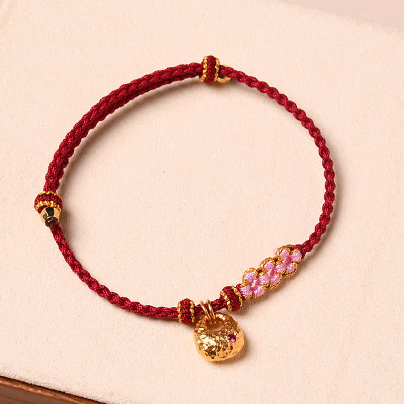 Wear FengShui Handmade Peach Blossom Protection Braided Rope Bracelet