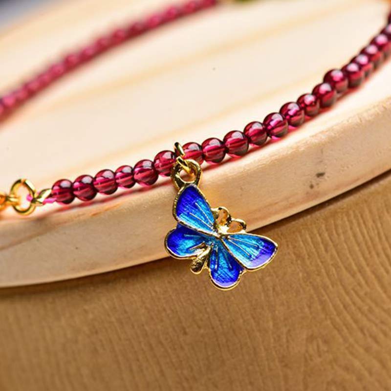 Wear FengShui Garnet Tourmaline Butterfly Protection Bracelet Anklet