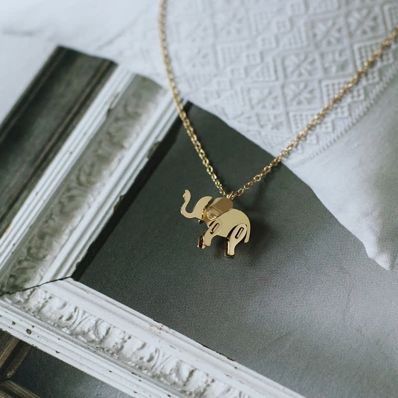 Wear FengShui Elephant Titanium Steel Luck Necklace Chain Pendant