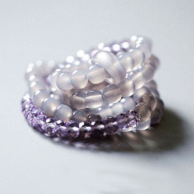 Wear FengShui Natural Amethyst Crystal Meditation Healing Bracelet