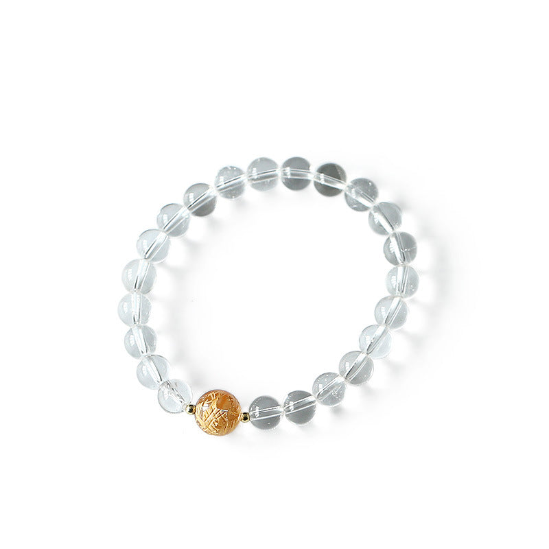 Wear FengShui Natural Black Obsidian White Crystal Black Onyx Dragon Strength Bracelet