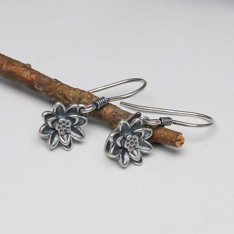Wear FengShui 925 Sterling Silver Lotus Flower Enlightenment Earrings