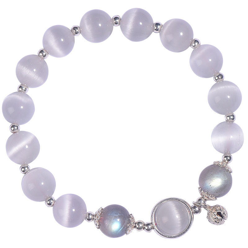 Wear FengShui 925 Sterling Silver Cat Eye Moonstone Love Support Bracelet