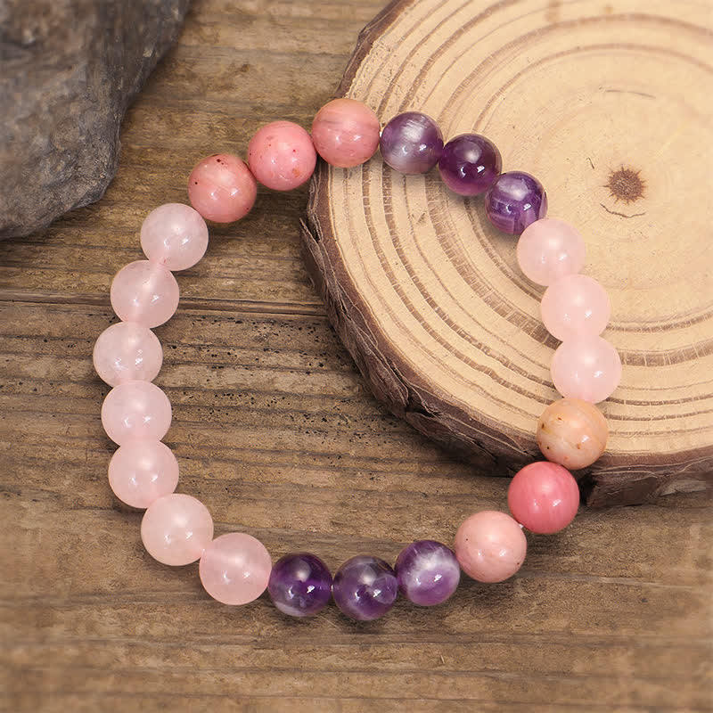 Wear FengShui 108 Mala Beads Amethyst Rose Quartz Spiritual Healing Tassel Bracelet