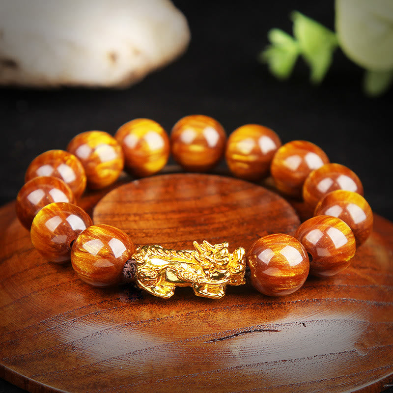 Wear FengShui Lucky Golden Tiger Eye Abundant Pixiu Bracelet