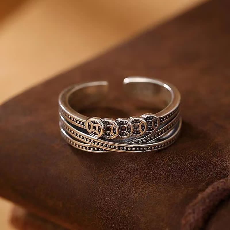 Wear FengShui Copper Coin Wealth Luck Ring