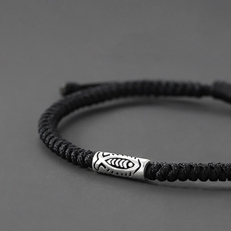 Wear FengShui Tibet Koi Fish Wealth Black String Bracelet