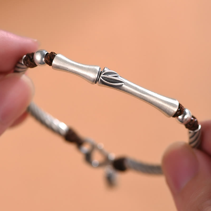 Wear FengShui 999 Sterling Silver Bamboo Pattern Cicada Luck Wealth Bracelet