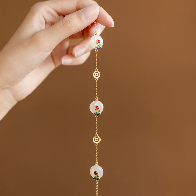 Wear FengShui Auspicious Clouds Jade Pattern Luck Bracelet