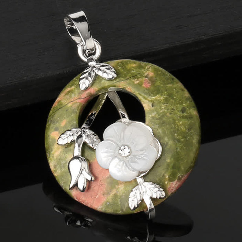 Wear FengShui Various Crystal Amethyst Green Aventurine Flower Healing Necklace Pendant