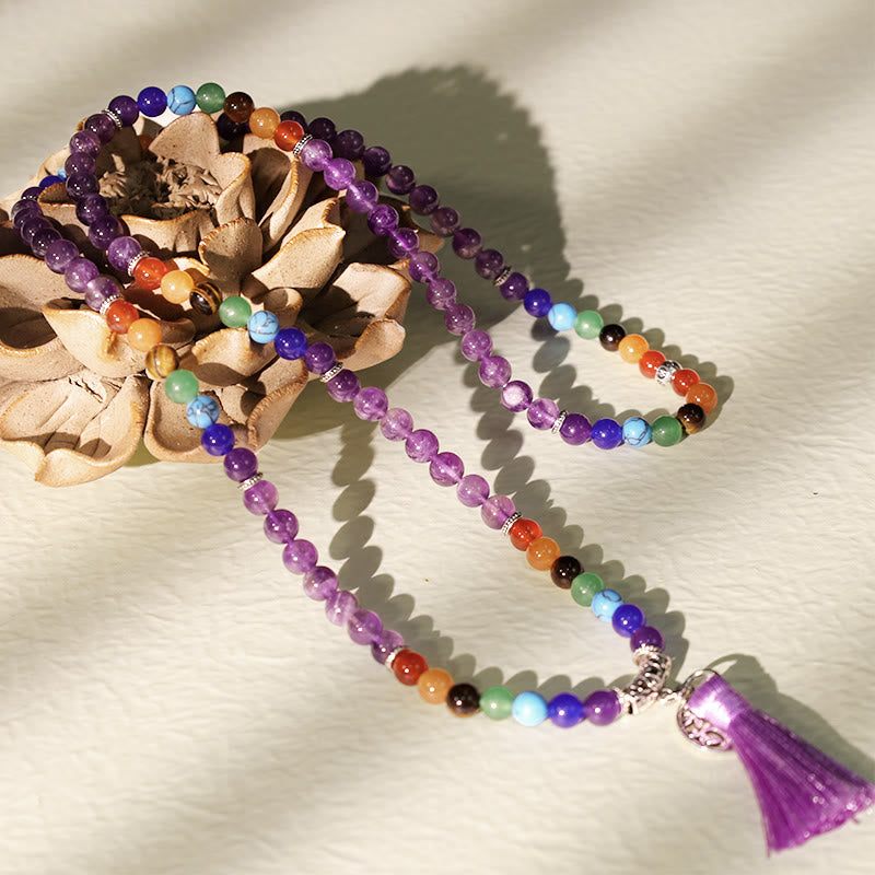 Wear FengShui Healing Crystal Mala Prayer Beads 108 Meditation Healing Multilayer Bracelet Necklace