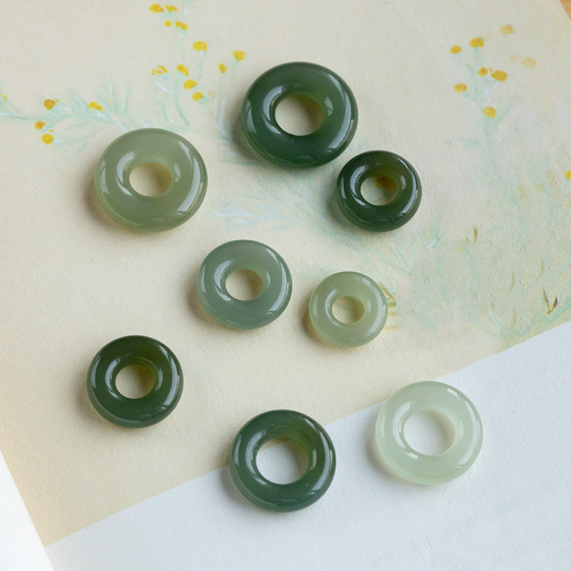 Wear FengShui Natural Round Jade Peace Buckle Luck Abundance Necklace Pendant