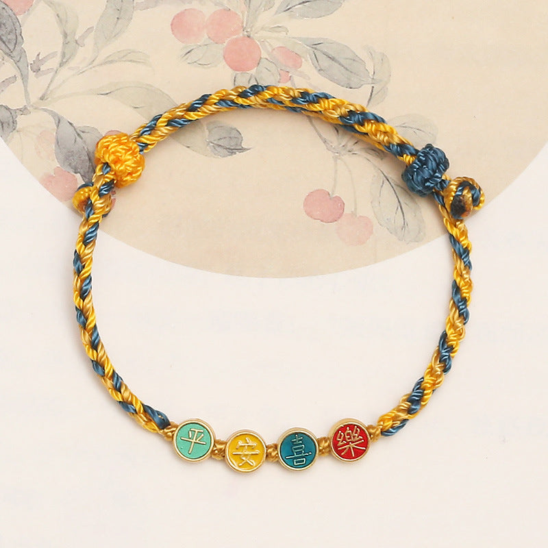 Wear FengShui Handmade Dunhuang Color Thread Peace And Joy Protection Braid String Bracelet