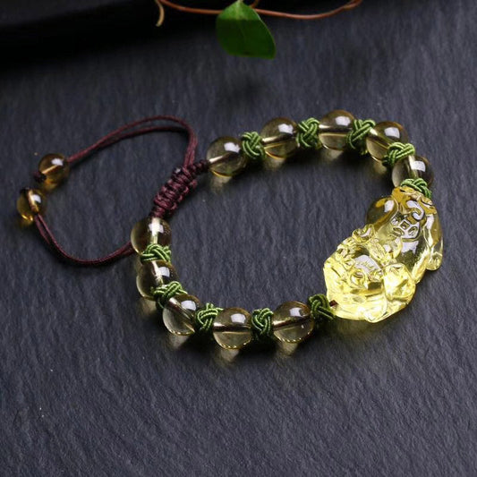 Wear FengShui Natural Citrine Pixiu Wealth Protection Bracelet