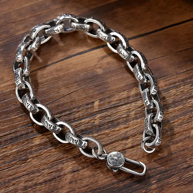 Wear FengShui 925 Sterling Silver Om Mani Padme Hum Engraved Peace Bracelet Bangle