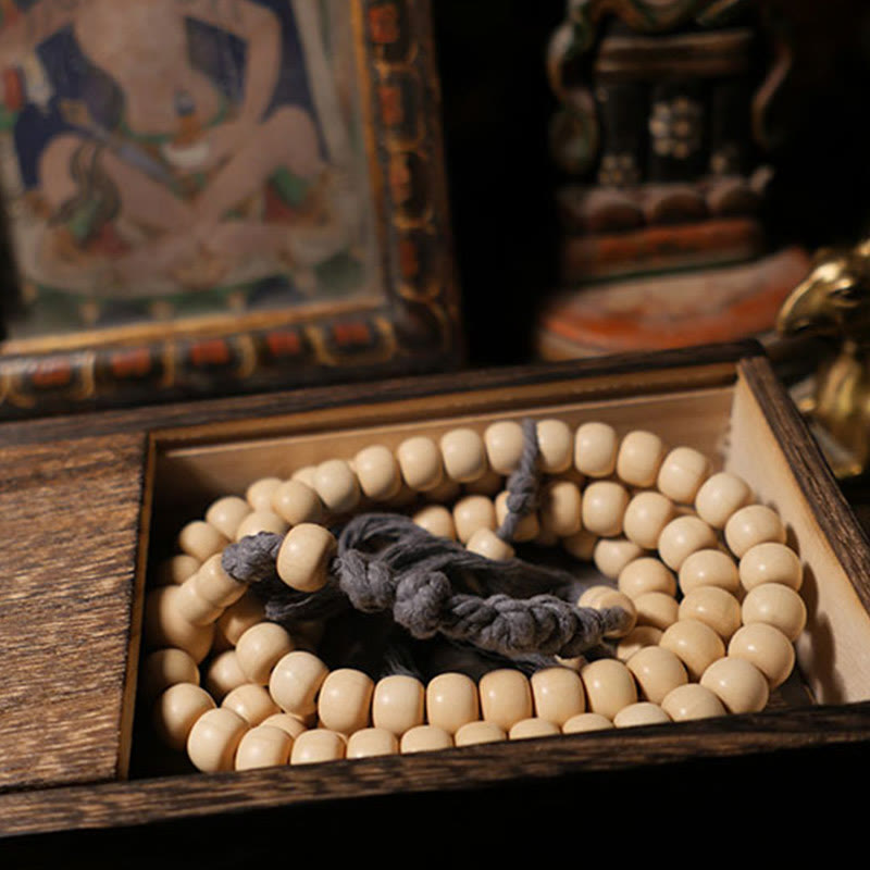 Wear FengShui 108 Mala Beads Abelia Biflora Wood Warding Off Evil Spirits Wrist Mala