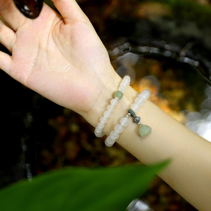 Wear FengShui White Agate Jade Lotus Protection Bracelet