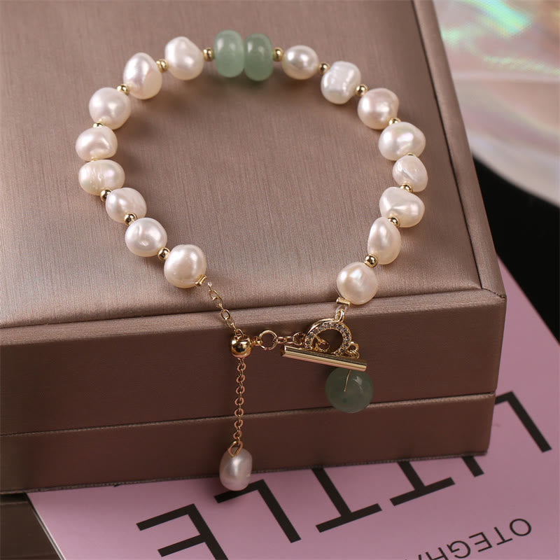Wear FengShui Pearl Green Strawberry Quartz Bead Healing Chain Bracelet