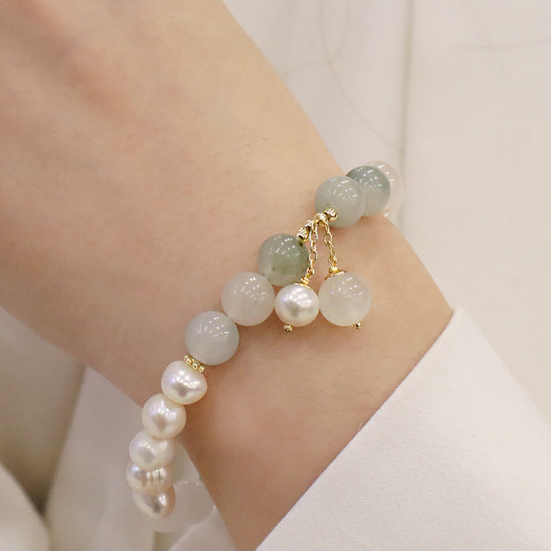 Wear FengShui Natural Pearl Jade Healing Sincerity Bracelet